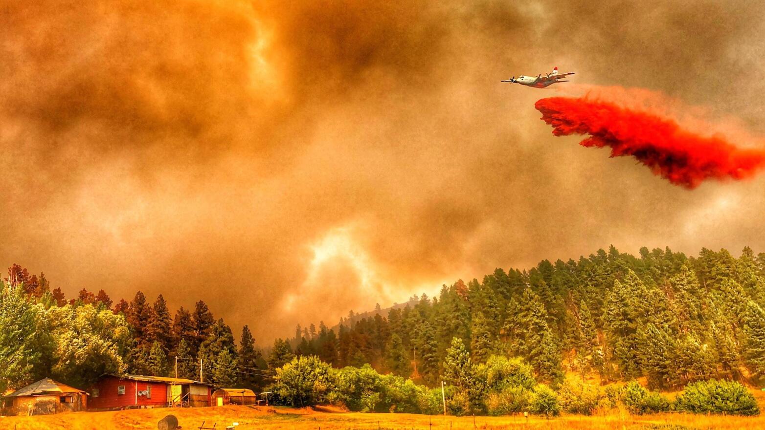 A retardant drop over the Richard Spring Fire in Montana in August of 2021.